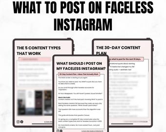 What to Post on Faceless Instagram | 30 Day Content Plan | Faceless Content Ideas | Instagram Post Ideas | Faceless Marketing Guide | EBOOK