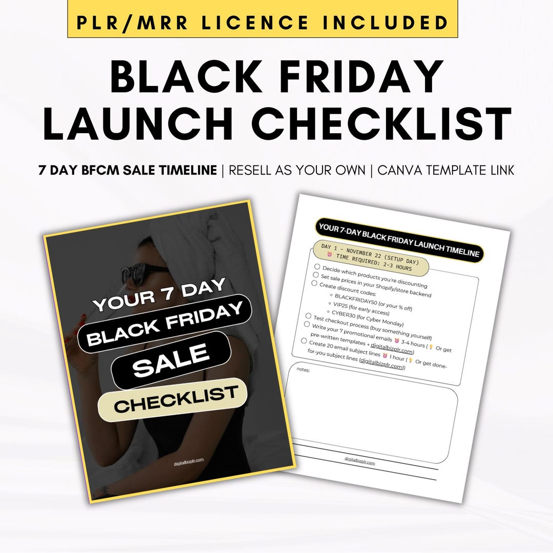 Black Friday Launch Checklist | 7 Day BFCM Sale Timeline | Digital ...