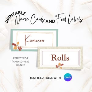 Thanksgiving Place Cards & Food Labels (Digital Download)