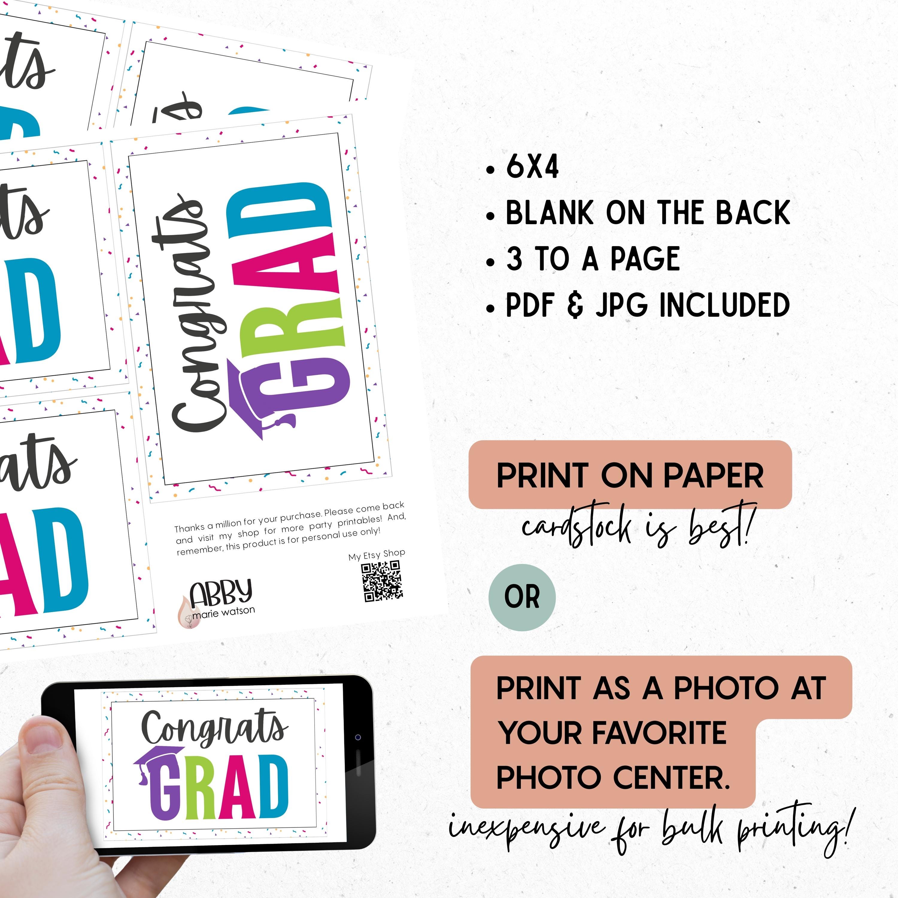 Congrats Grad Card, Colorful Graduation Gift (printable) - Etsy
