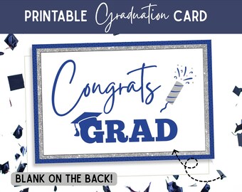 Congrats Grad Card, Printable Graduation Gift (PDF & JPG)