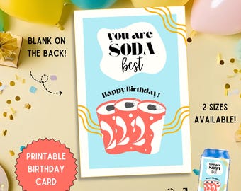Soda Birthday Card, Trendy Printable Card (Digital Download)