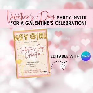 Editable Galentine&#39;s Day Party Invitation (PDF)