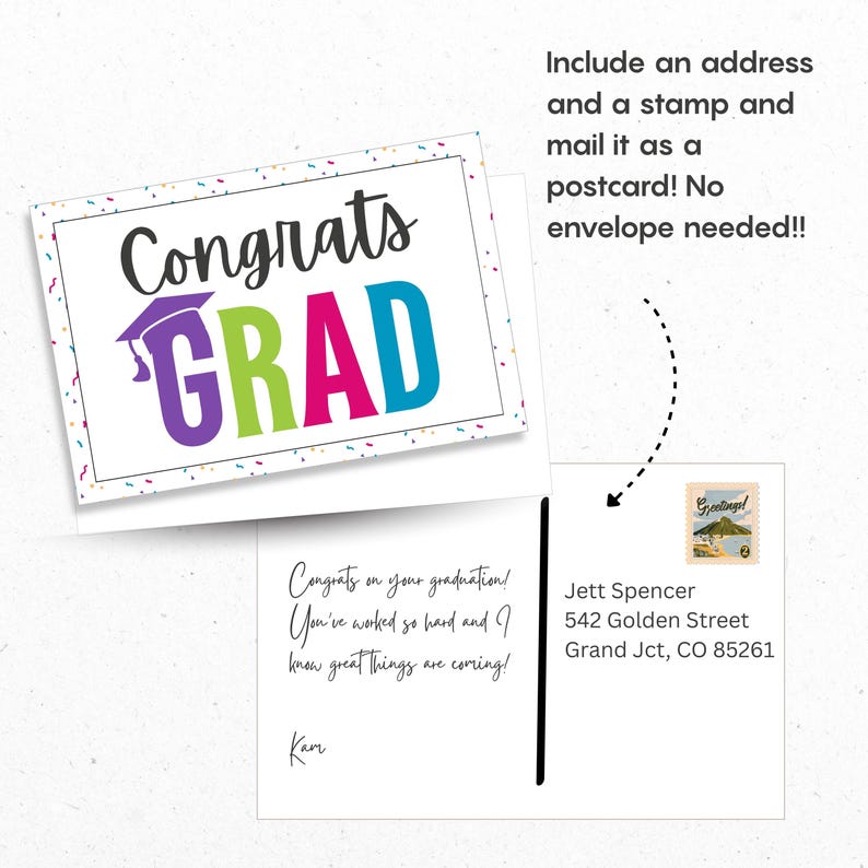 Congrats Grad Back Congrats Grad Card, Colorful Graduation Gift (printable) - Etsy