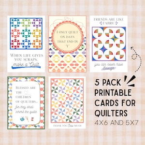 Tarjetas inspiradoras para quilters, paquete de tarjetas de amistad para quilters, tarjeta de felicitación de costura, tarjeta imprimible para quilters, tarjeta de costura humorística, humor sobre quilters