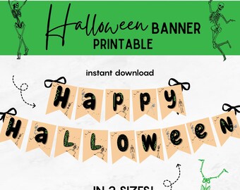 Happy Halloween Skeleton Banner: Printable Party Decor (PDF)
