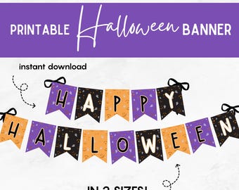 Happy Halloween Ghosts & Pumpkins Banner: Printable Party Decor (PDF)