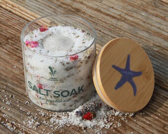 Bath Salt - Bath Gifts - Bath Soak - Salt Soak - Himalayan Bath Salt - Lavender Bath Soak - Self Care - Glass Jar with Bamboo Lid