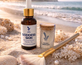 Morro Mermaids Goddess Skin Set | Organic Facial Oil, Clay Mask, Fan Brush
