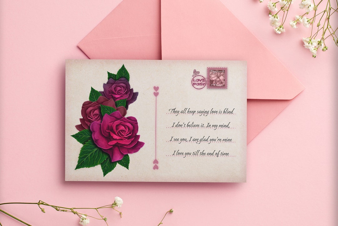 Valentine's Day Card With Short Love Poem - Etsy UK