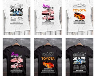 Super autos plantillas DTF y SUBLIMACION Toyota Red Bull VW Skyline Playeras