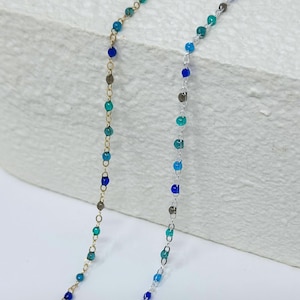 Enamel Chain Permanent Jewelry Chain Teal Turquoise Jewelry Bulk Chain Non-Tarnish Enamel Gold Filled Blue Enamel Summer Chain Sterling