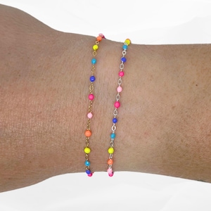 Bright Color Rainbow Enamel Chain, Gold Filled or Sterling Silver