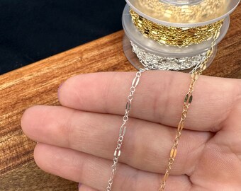 Gold Filled Chain Permanent Jewelry Chain Sterling Silver Chain Gold Filled Chain by Foot Bulk Chain Wholesale Jewelry Gold Filled Dapped