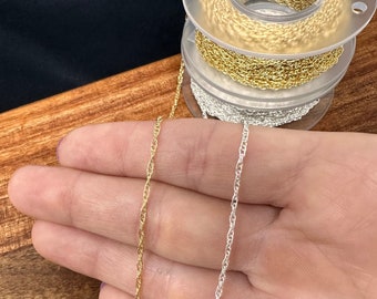 Gold Filled Rope Chain Double Cable Chain Sterling Silver Rope 1.4 mm Chain Rope Style Chain Necklace Wholesale Bulk Chain Permanent Jewelry