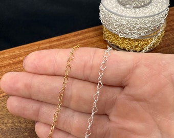 Sterling Silver Heart Chain Bubble Heart Chain Gold Filled Heart Cable Chain Permanent Jewelry Heart Link Jewelry Heart Bubble Non Tarnish