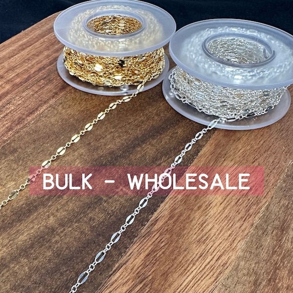 Long and Short Dapped Sequin Chain Sterling Silver Chain Gold Filled Chain by Foot Permanent Jewelry Chain Bulk Chain Wholesale Jewelry GF