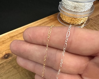 3+1 langwerpige ovale lange en korte ketting: 14k gold filled en sterlingzilver