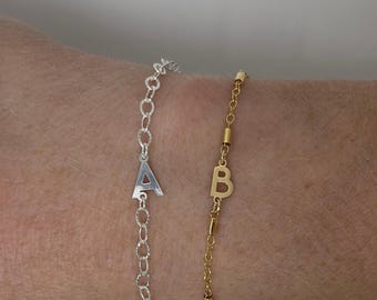 Letter Charm Alphabet Connector: 14k Gold Filled or Sterling Silver