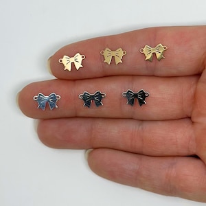 Dainty Bow Gold Filled Charm Charm Bow Girly Charm Sterling Silver Permanent Jewelry Supplies Charm Wholesale Charm Jewelry Charms Bow Cute