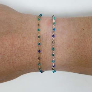 Blue Enamel Chain Sterling Silver Chain Permanent Jewelry Nontarnish Chain Popular Teal Colorful Jewelry Turquoise Chain Gold Filled Enamel