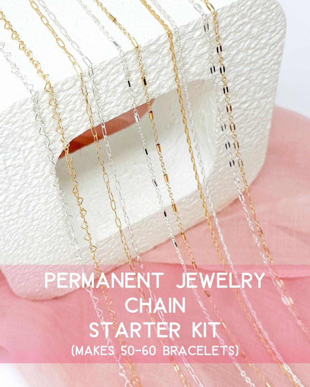 Sample Chain Sets Permanent Jewelry Chain Starter Pack: 14k Gold Filled or Sterling ...