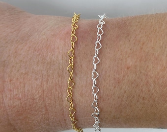 Heart Chain Bubble: 14k Gold Filled or Sterling Silver