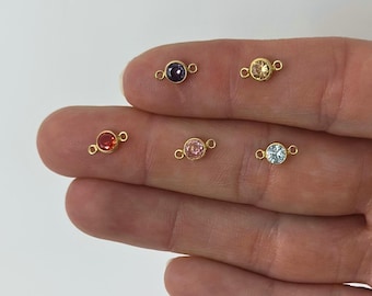 4mm Birthstone Connector Charm: Gold Filled or Sterling Silver