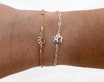 Paw Print Connector Charm: 14k Gold Filled or Sterling Silver