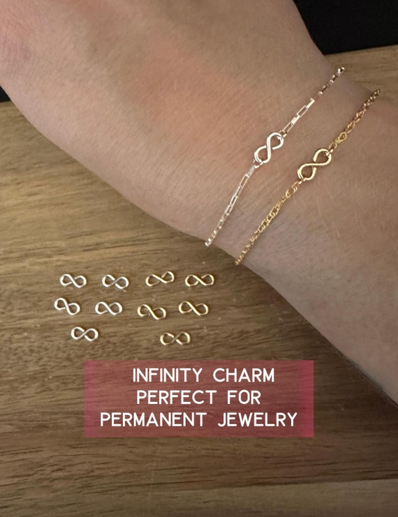 Infinity Charm Connector: 14k Gold Filled or Sterling Silver