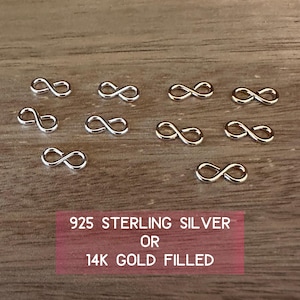 Conector para pingente do infinito: banhado a ouro 14k ou prata de lei