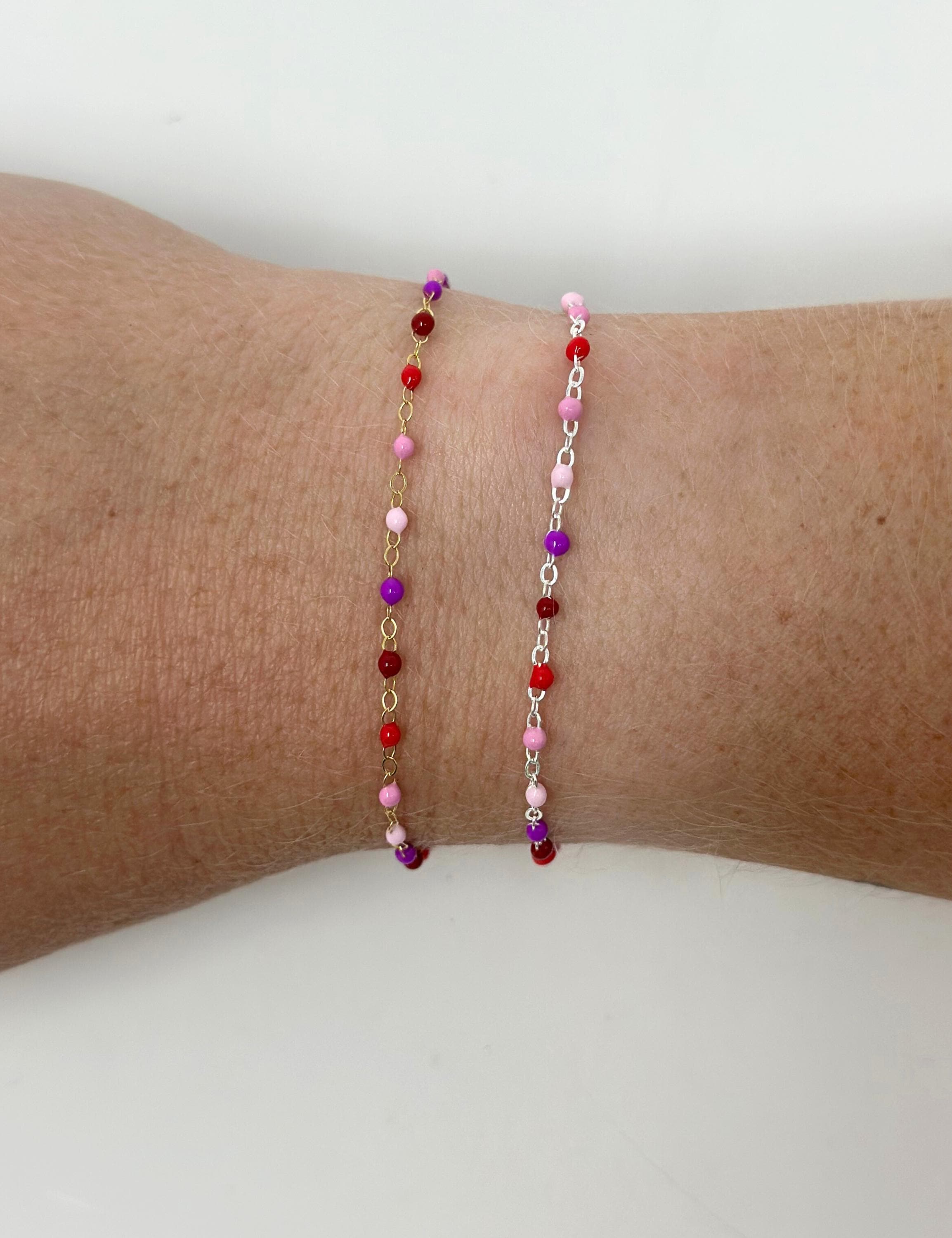 Enamel Chain Gold Filled Summer Chain Permanent Jewelry Chain Sterling Silver Colorful Chain Non Tarnish Wholesale Chain Red and Pink Chain