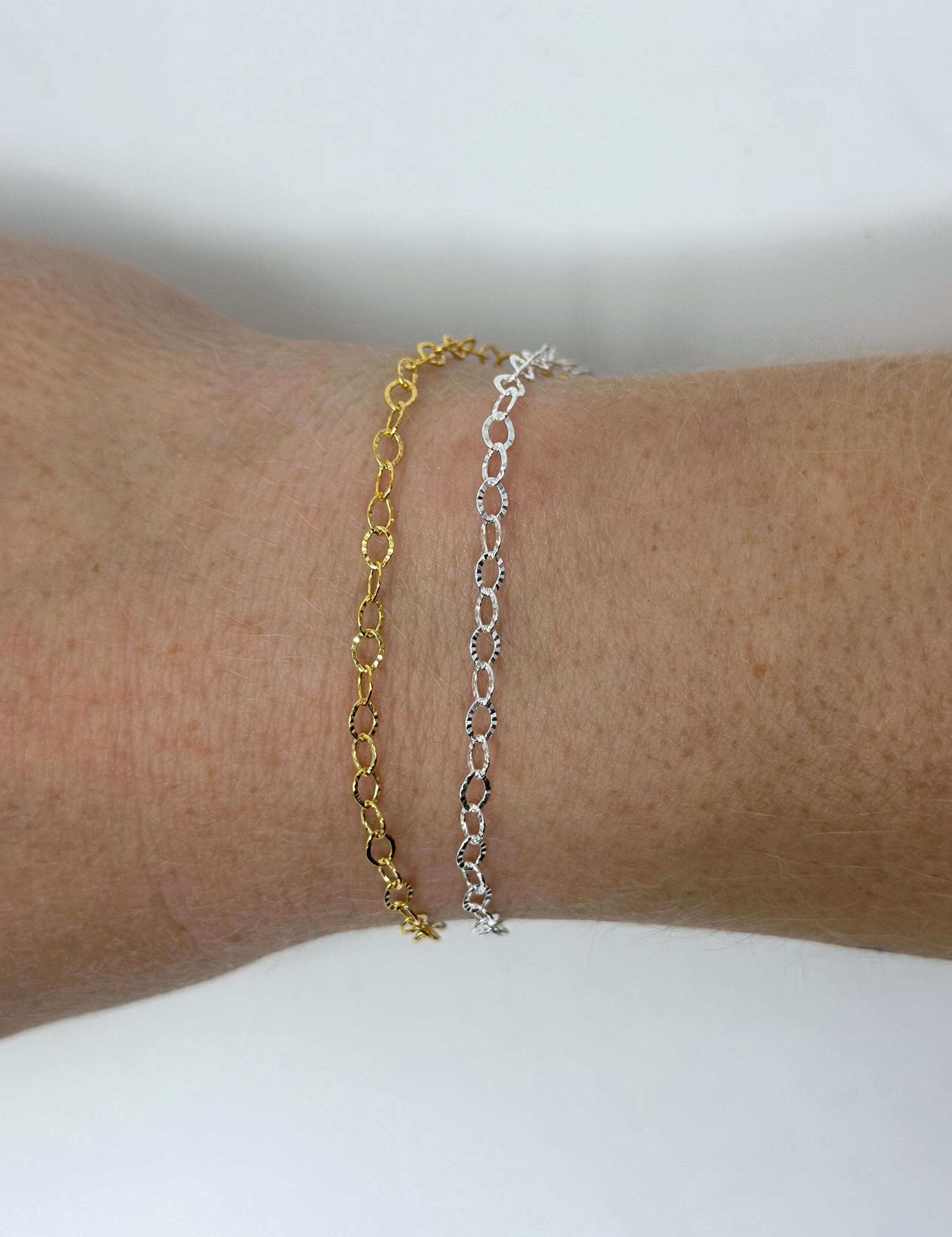Starburst Chain Flat Diamond Cut Cable Chain 3mm: 14k Gold Filled or…