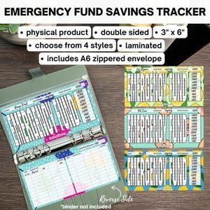 Emergency Fund Savings Tracker | Physical Product | A6 Cash Envelope | Laminated