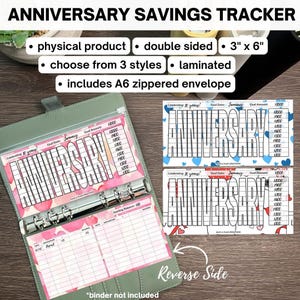 Anniversary Savings Tracker | Physical Product | A6 Cash Envelope | Laminated