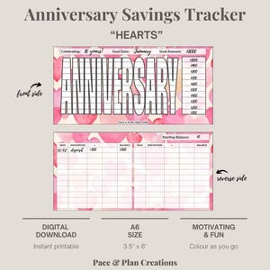 Anniversary Savings Tracker (HEARTS) - Digital Download