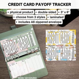 CREDIT CARD PAYOFF Tracker | Physical Product | A6 Cash Envelope | Laminated