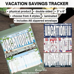 Vacation Savings Tracker | Physical Product | A6 Cash Envelope | Laminated