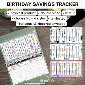 Birthday Savings Tracker | Physical Product | A6 Cash Envelope | Laminated