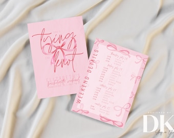 Bachelorette Party Invitation + Itinerary | Tying the Knot | Bridal Shower | Editable