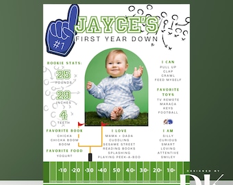 Football Milestone Poster | First Year Down | First Birthday