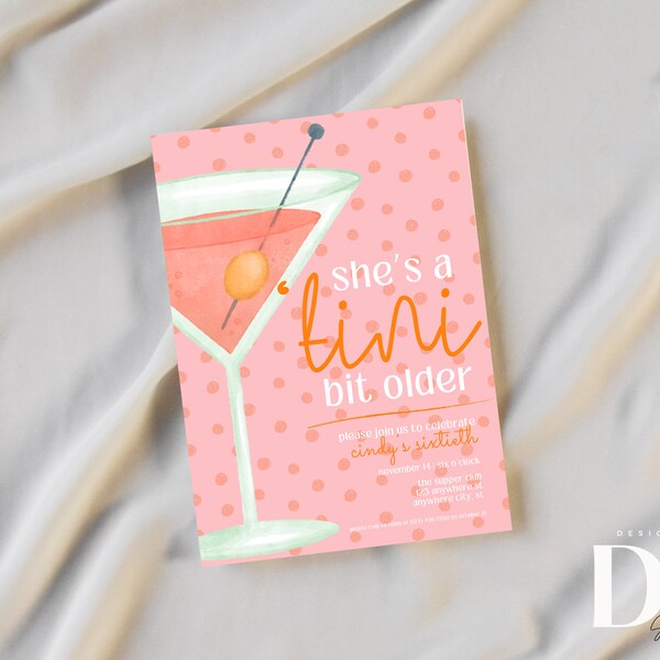 Birthday Party Invitation | 'Tini Bit Older | Editable