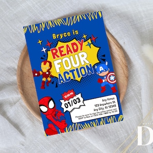 Superhero Birthday Party Invitation | Ready Four Action | Editable