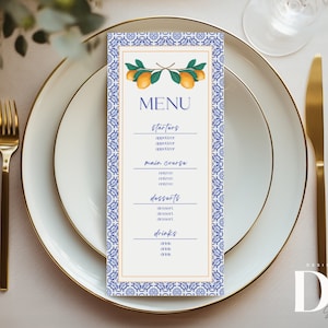 Menu do chá de panela | Último brinde na Costa Amalfitana | Ela encontrou seu aperto principal | Editável