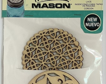 WOODEN LACE Lid INSERTS for Regular Mouth mason jars - 3pk Transform Mason