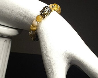 Bracelet curatif en citrine et oeil de tigre doré (plusieurs tailles disponibles)