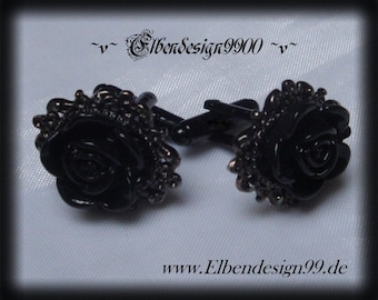 Boutons de manchette rose noire gothique steampunk renaissance victorienne bijoux pour hommes bijoux de mariage foncé
