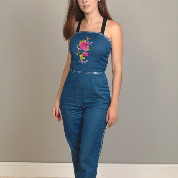 Summer Jumpsuit, Denim Jumpsuit, Casual Jumpsuit, Women's Overalls, Embroidered Jeans, Denim Overalls, Jean Overalls, Jumpsuit Overalls.