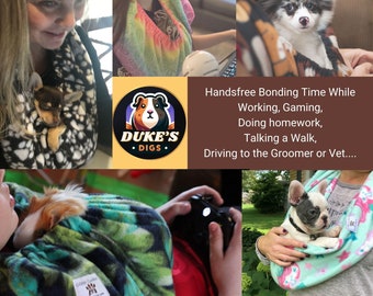 Transportín tipo bandolera Critter Cuddler™ para mascotas pequeñas / Manos libres / Hecho a mano en EE. UU. / Para gatos y perros...