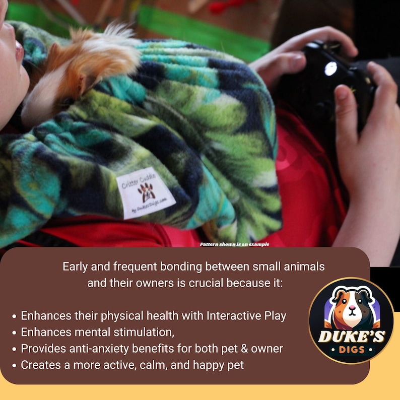 The Critter Cuddler small pet carrier assists in the crucial frequent bonding sessions between young animals and their pet parents. Bonding enhances their physical health, mental stimulation, and provides anti-anxiety benefits creating calm happy pet
